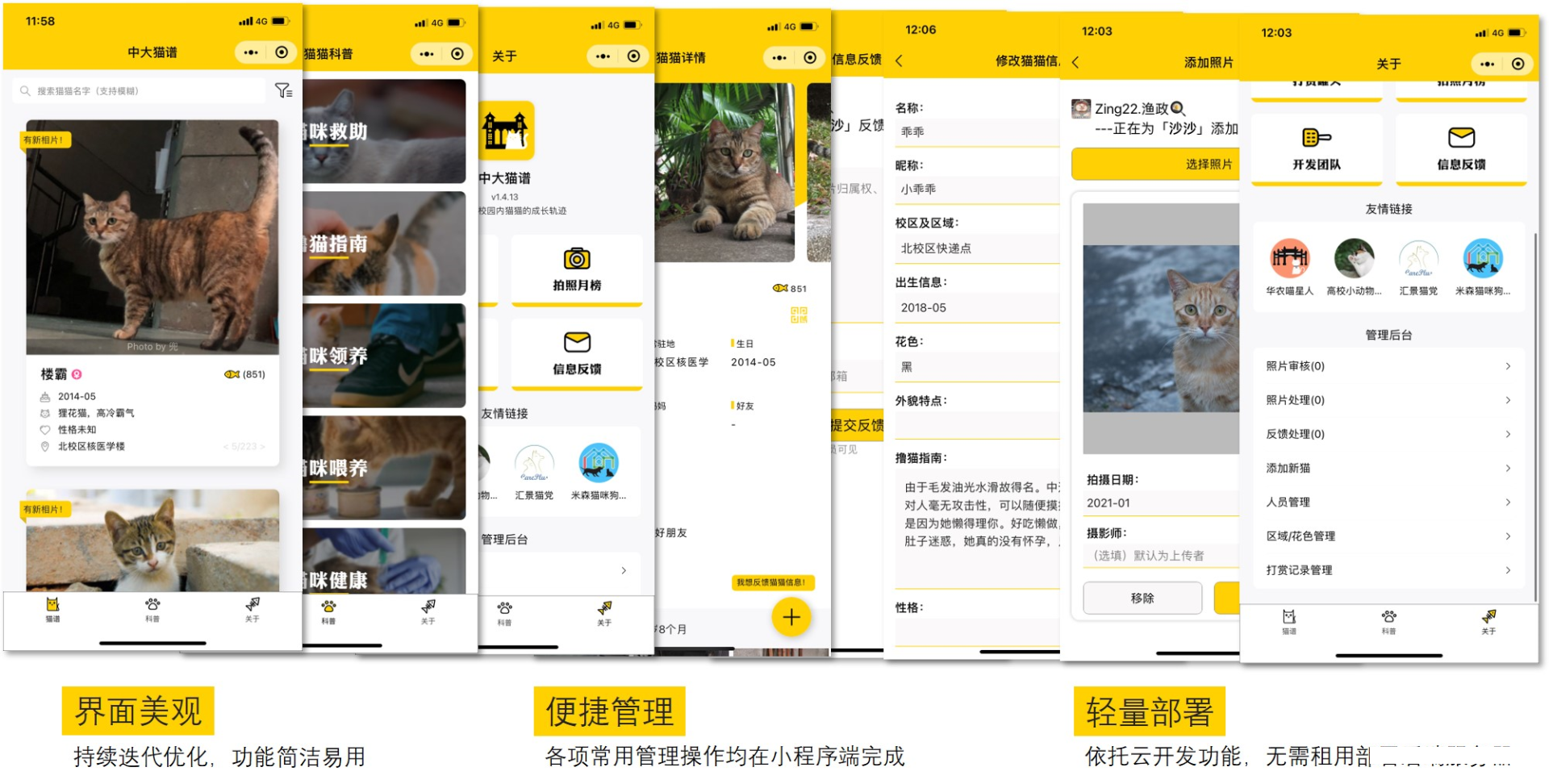 校园流浪猫信息记录和分享的小程序源码