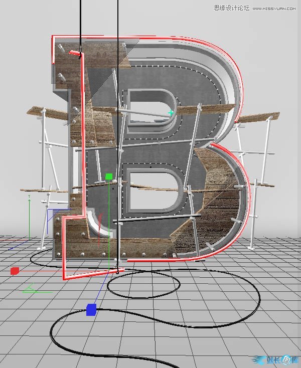 Photoshop结合C4D制作三维立体艺术字,PS教程,站长图库